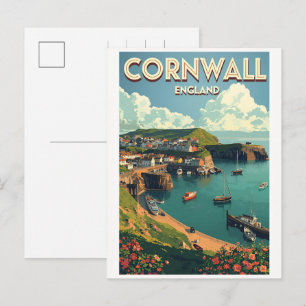 Vintage Cornwall county cliffs England gifts Holiday Postcard