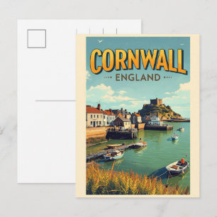 Vintage Cornwall county cliffs England gifts Holiday Postcard