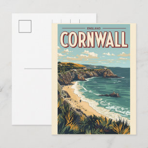 Vintage Cornwall county cliffs England gifts Holiday Postcard