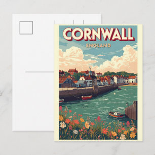 Vintage Cornwall county cliffs England gifts Holiday Postcard