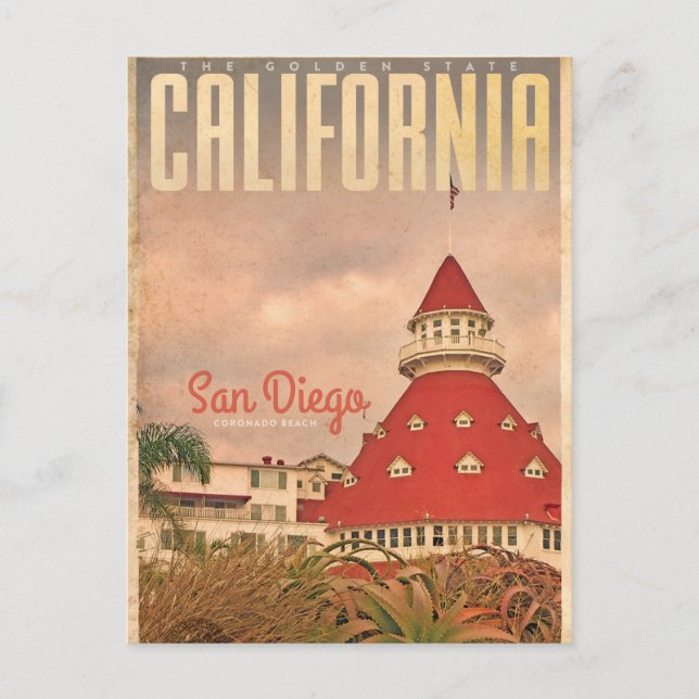 Vintage Coronado Beach Travel Postcard (Front)