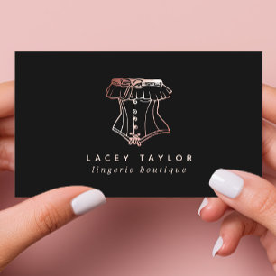 Vintage Corset Logo Lingerie Boutique Business Card
