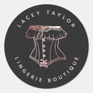 Vintage Corset Logo Lingerie Boutique Business Classic Round Sticker
