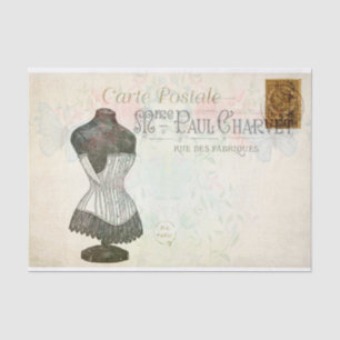Vintage Corset Victorian Old Fashioned French Tissue Paper