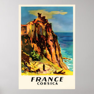 Vintage Corsica France Travel Poster Mediterranean