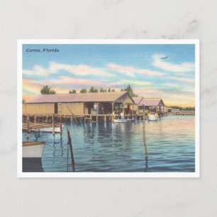Vintage Cortez Florida Fishing Village circa 1950 Postcard