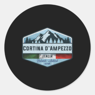 Vintage Cortina D Ampezzo Italy Italia Ski Skiing Classic Round Sticker