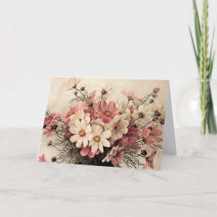 Vintage Cosmos Bouquet Card