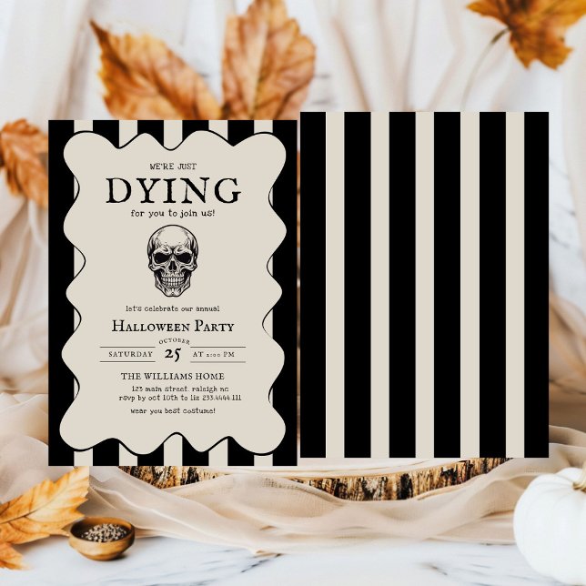 Vintage Costumes Cocktails Skull  Halloween Party Invitation (Creator Uploaded)