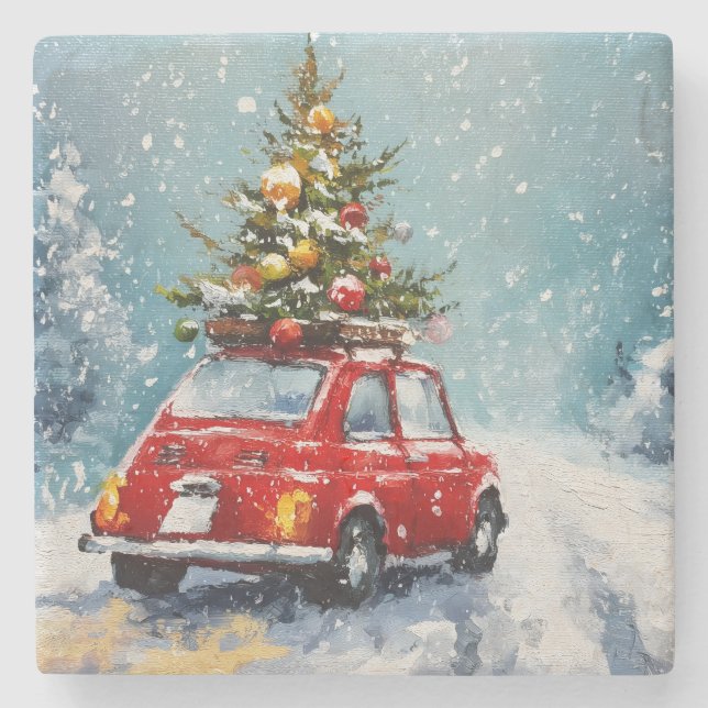 Vintage Cosy Christmas  Stone Coaster (Front)