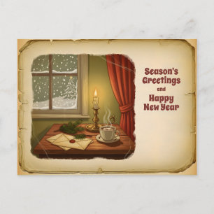 Vintage Cosy Winter Postcard – Season’s Greetings