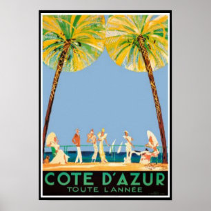Vintage Cote D’Azur Travel Poster