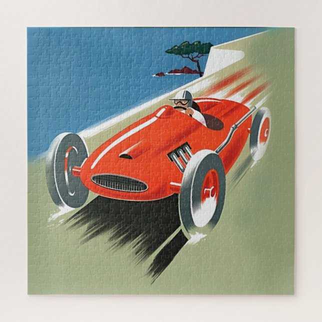 Vintage Cote D'Azur Automobile Racing Illustration Jigsaw Puzzle (Vertical)