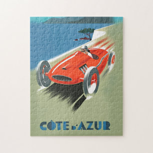 Vintage Cote D'Azur Automobile Racing Illustration Jigsaw Puzzle