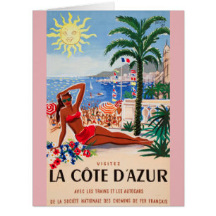 Vintage Cote D'Azur Beach Girl