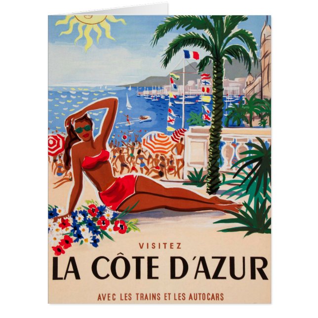 Vintage Cote D'Azur Beach Girl (Front)