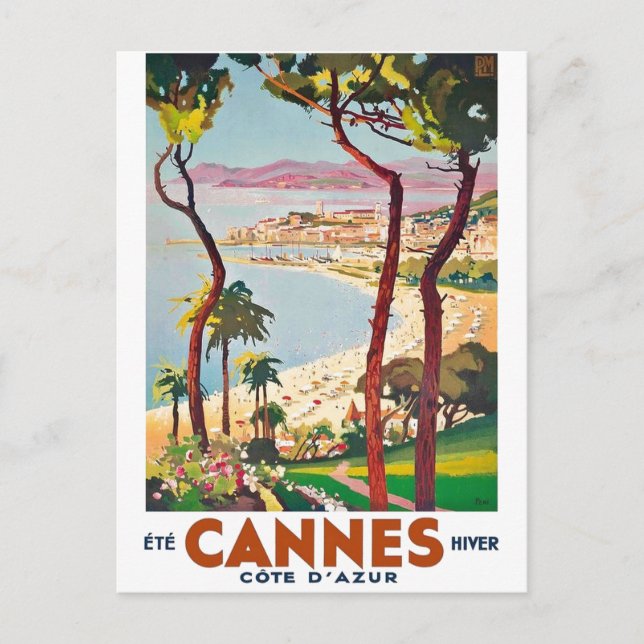 Vintage Cote D'Azur Cannes Postcard (Front)