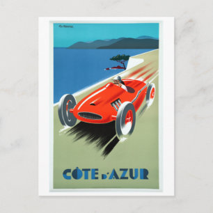 Vintage Cote d'Azur French Riviera Racing Travel P Postcard