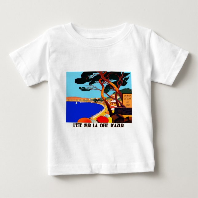 Vintage Cote D'Azur French Travel Baby T-Shirt (Front)
