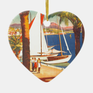 Vintage Cote D'Azur French Travel Ceramic Tree Decoration