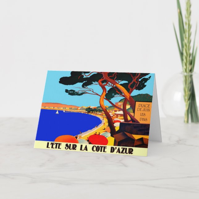 Vintage Cote D'Azur French Travel Holiday Card (Front)