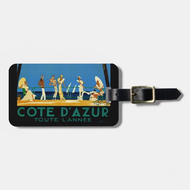 Vintage Cote D'Azur French Travel Luggage Tag (Front Horizontal)