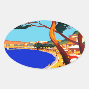Vintage Cote D'Azur French Travel Oval Sticker