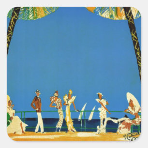 Vintage Cote D'Azur French Travel Square Sticker