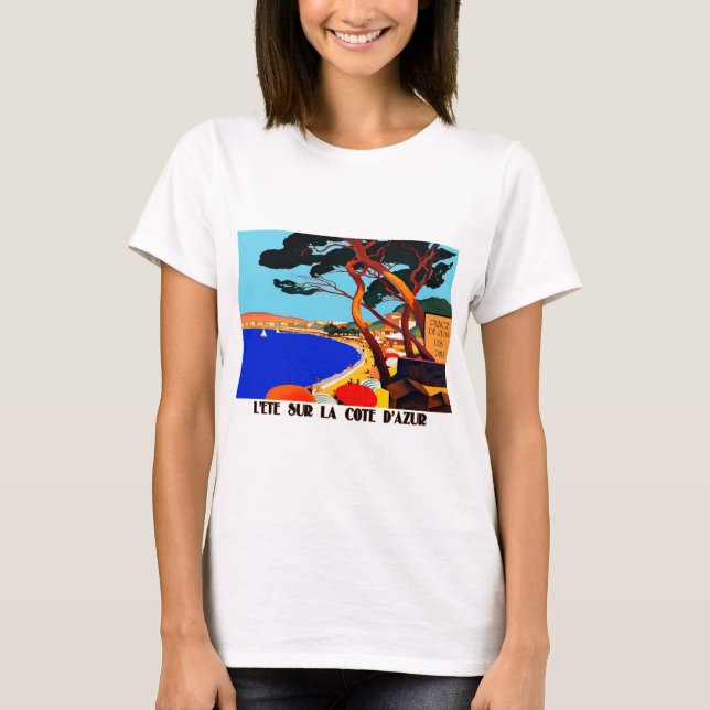 Vintage Cote D'Azur French Travel T-Shirt (Front)