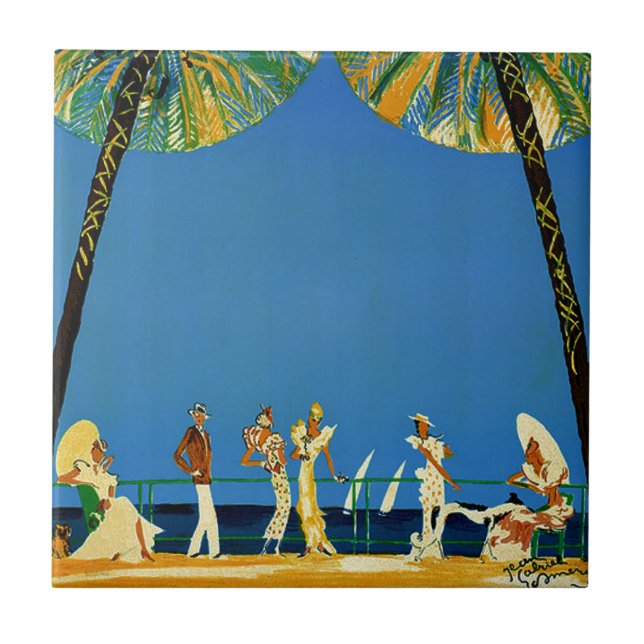 Vintage Cote D'Azur French Travel Tile (Front)