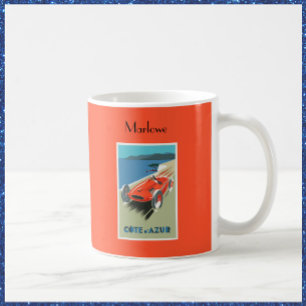 Vintage Cote d'Azur Race Car Travel Poster Coffee  Coffee Mug