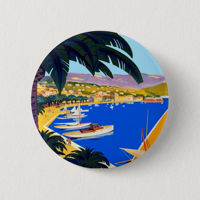 Vintage Cote D'Azur Travel 6 Cm Round Badge (Front)