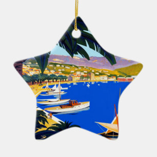 Vintage Cote D'Azur Travel Ceramic Tree Decoration
