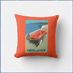 Vintage Cote d'Azur Travel Poster Cushion
