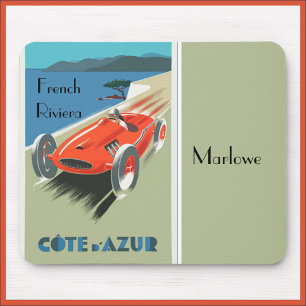 Vintage Cote d'Azur Travel Poster Mouse Pad