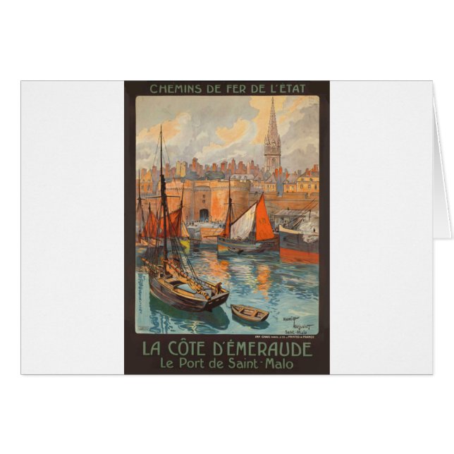 Vintage Cote d'Emeraude Saint Malo Port Tourism (Front Horizontal)