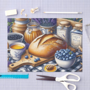 Vintage Cottage Blueberry Brunch Decoupage Print Tissue Paper
