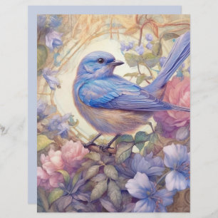 Vintage Cottage Chic Bluebird Scrapbook Paper
