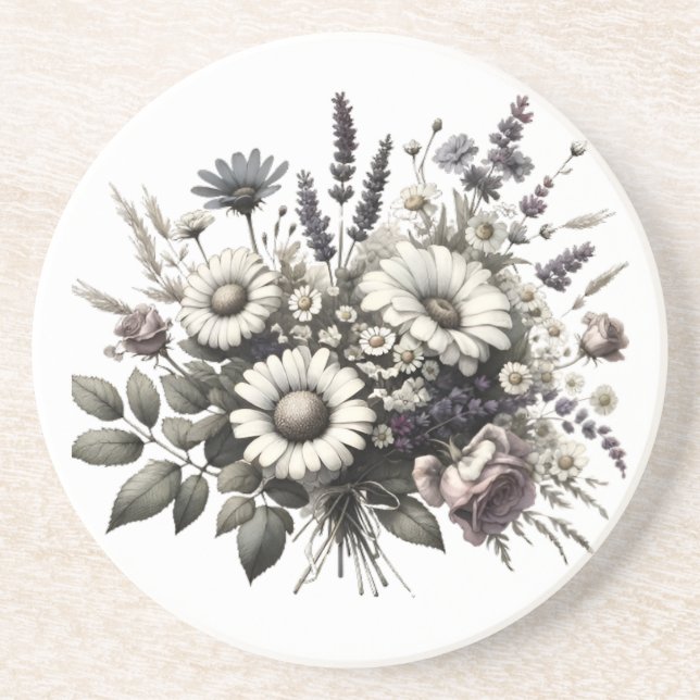 Vintage Cottage core flowers Coaster (Front)
