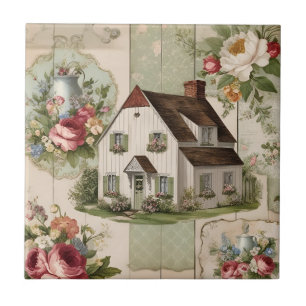 Vintage Cottage Floral  Tile