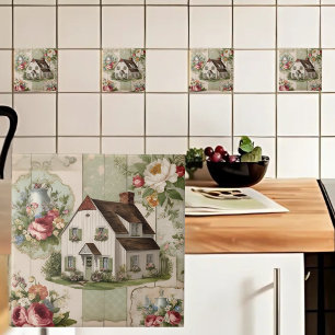 Vintage Cottage Floral  Tile