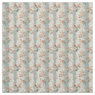 Vintage Cottage Florals with Pastel Stripes Fabric