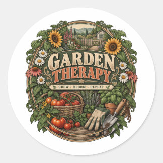 Vintage Cottage Garden Classic Round Sticker