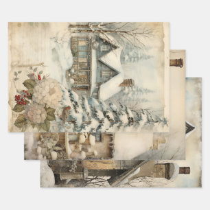 Vintage Cottage Garden Ephemera Wrapping Paper She