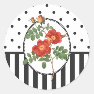 Vintage Cottage Girly Pink Rose Botanical Classic Round Sticker