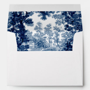 Vintage Cottage Landscape Toile-Blue & White Envelope