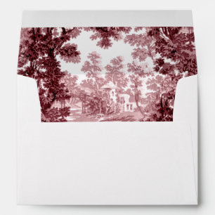 Vintage Cottage Landscape Toile-Pink & White Envelope