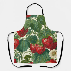 Vintage Cottagecore Botanical Strawberry Apron
