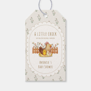 Vintage Cottagecore Chicken Floral Baby Shower Gift Tags