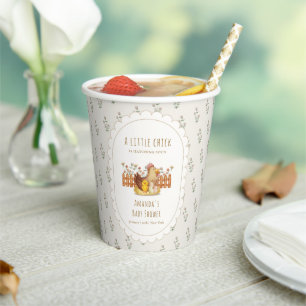 Vintage Cottagecore Chicken Floral Baby Shower  Paper Cups